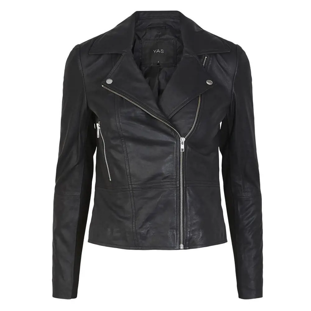 Y.A.S Sophie Black Leather Biker Jacket